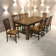 2.1M Rubber Wooden Rectangle Dining Set 3571-T-WL + 9708-WL
